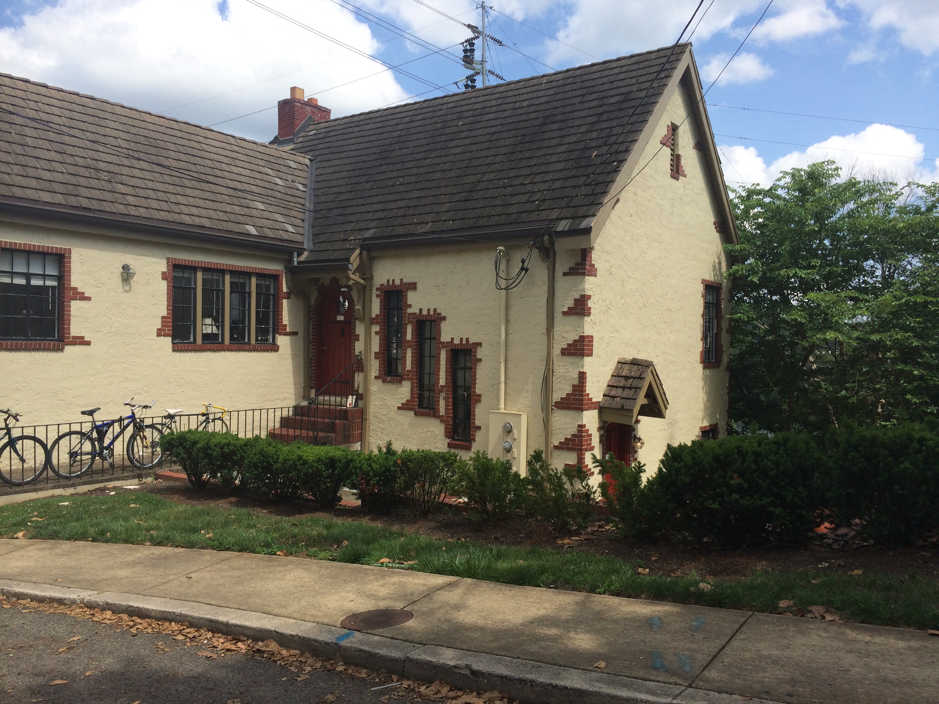 a house with bikes parked outside of it
